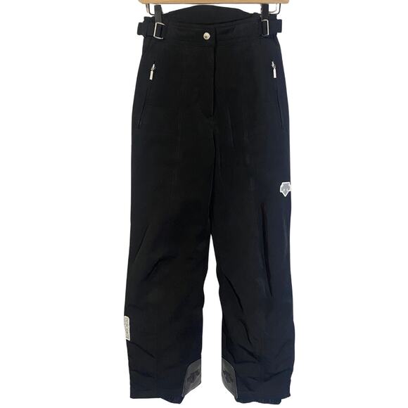 Descente Insulated Ski Pants Black Straight Leg Adjustable Waist Pockets Sz 4 - Picture 1 of 16